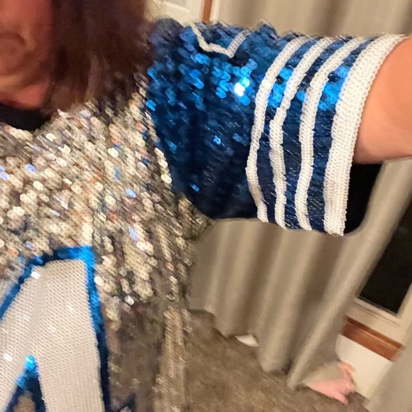 Game day Silver and Blue Sequin Jersey Dress Dallas Cowboy Colors Size One Size - Picture 7 of 7